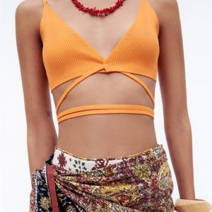 Zara orange wrap top